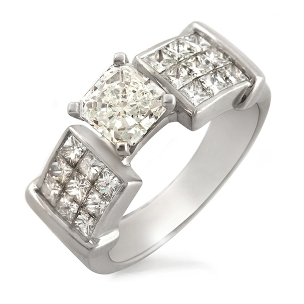 1.60 CT Princess Cut Diamond 18K Engagement Ring